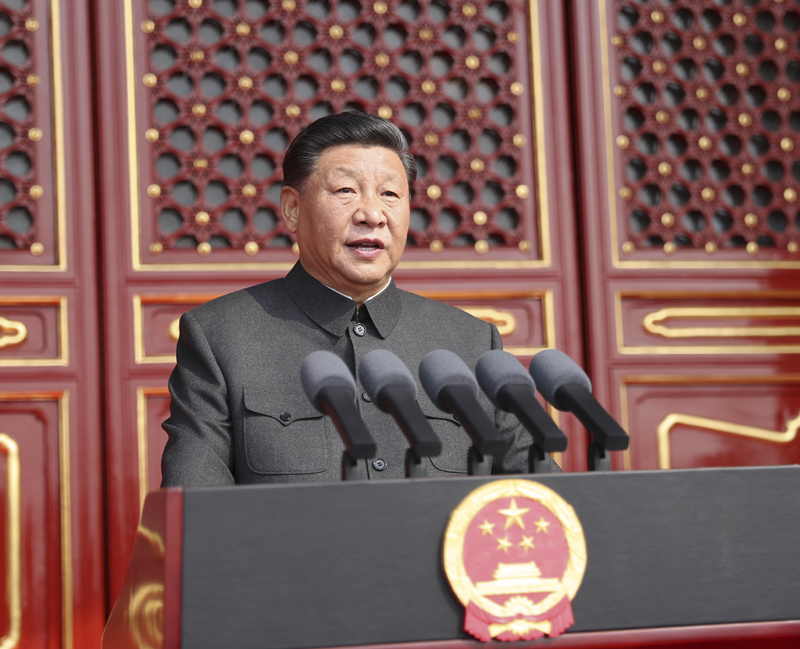 10月1日上午，慶祝中華人民共和國成立70周年大會在北京天安門廣場隆重舉行。中共中央總書記、國家主席、中央軍委主席習(xí)近平發(fā)表重要講話。